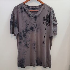 Affliction Men's Gray & Black Graphic Shirt Size XL